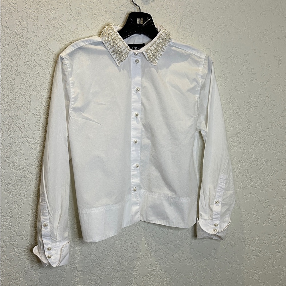 J. Crew White Button Down Pearl Collar Shirt